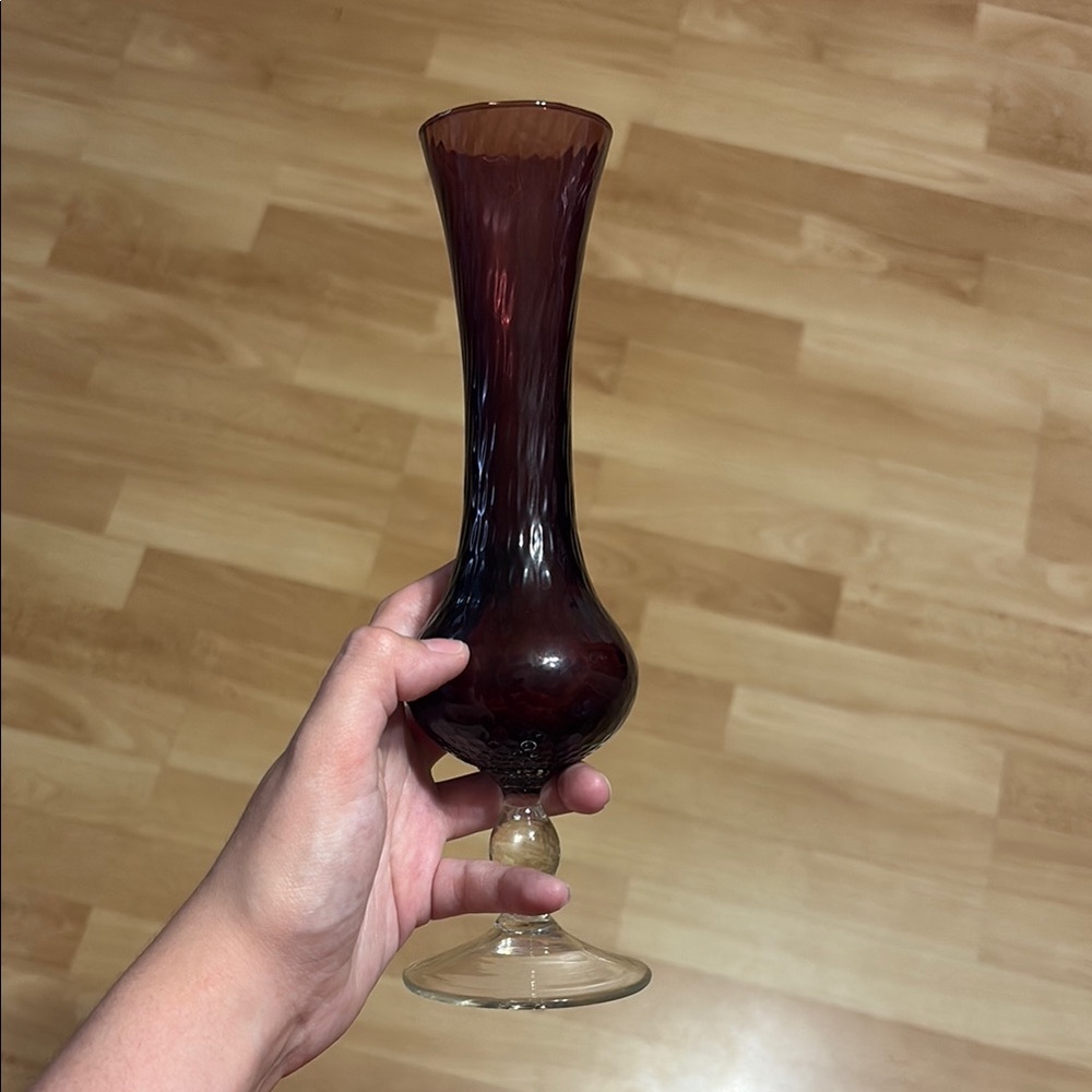 Elegant Dark Purple or Plum Glass Vase